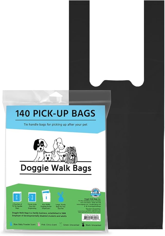 Easy-Tie Handle Dog Poop Bag, Extra Large Strong Doggy Waste Bags, Scented Easy Dispensing and Leak Proof Poo Bags