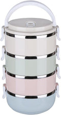 CHICIRIS Travel Dog Bowls, 4-tier portable stainless steel pet food container with handle, for dog and cat feeding, 24oz