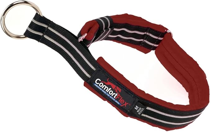 ComfortFlex Premium Padded Martingale Dog Collar – Reflective Waterproof Slip-On Limited Slip Collar for Gentle Control & Escape Prevention - Medium, Bordeaux