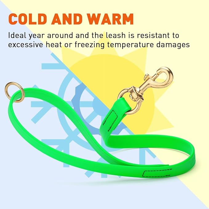 Viper Biothane K9 Working Dog Leash Waterproof Lead for Tracking Training Schutzhund Odor-Proof Long Line with Solid Brass Snap for Puppy Medium and Large Dogs 20in, Tropical Green