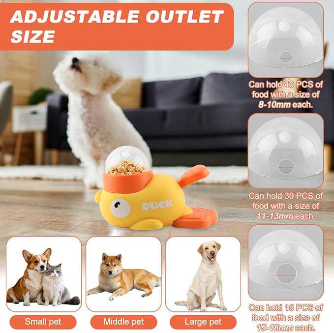 Interactive Dog Puzzle Toys, Cat Puzzle Treat Dispenser Toy,Duck Shape Slow Feeder for Small Medium Dogs Cats Eenrichment Toys,Promotes IQ Training Anti Gulping Reduces Bloating