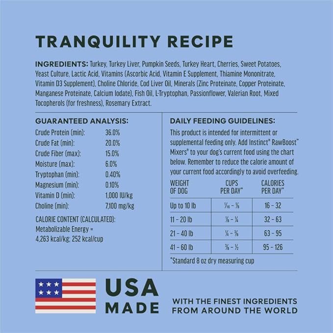 Instinct Raw Boost Mixers Tranquility Freeze-Dried Dog Food Topper, 5.5 oz. Bag
