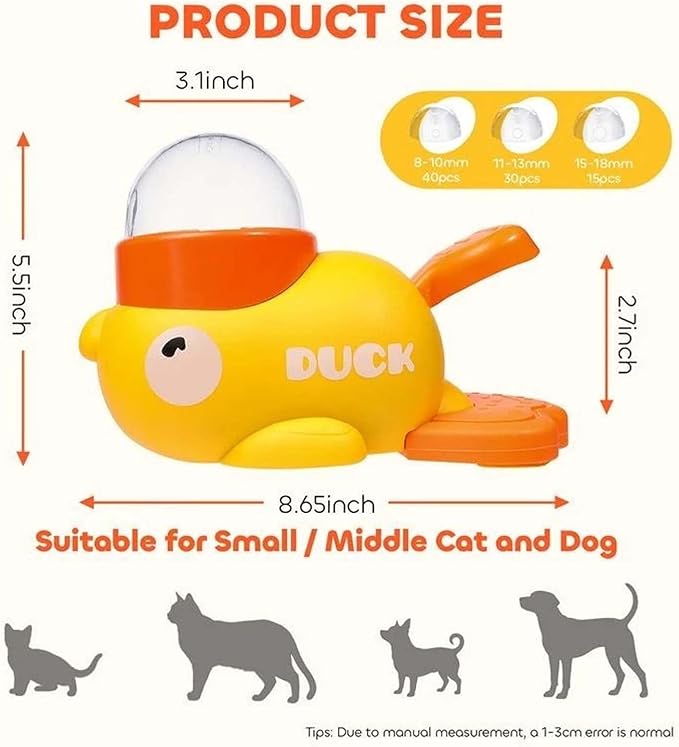 Dog Feeder Puzzle Toy Duck, Interactive Dog Treat Dispenser Toy, 2-in-1 Dogs Puzzle Feeder for Dogs & Cats, Slow Feeders for Training, Indoor/Outdoor Interactive Play (Style C)