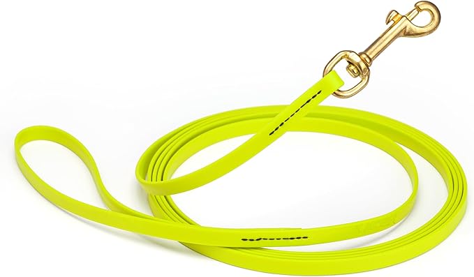 Viper Biothane K9 Working Dog Leash Waterproof Lead for Tracking Training Schutzhund Odor-Proof Long Line with Solid Brass Snap for Puppy Medium and Large Dogs, 20ft Safety Yellow