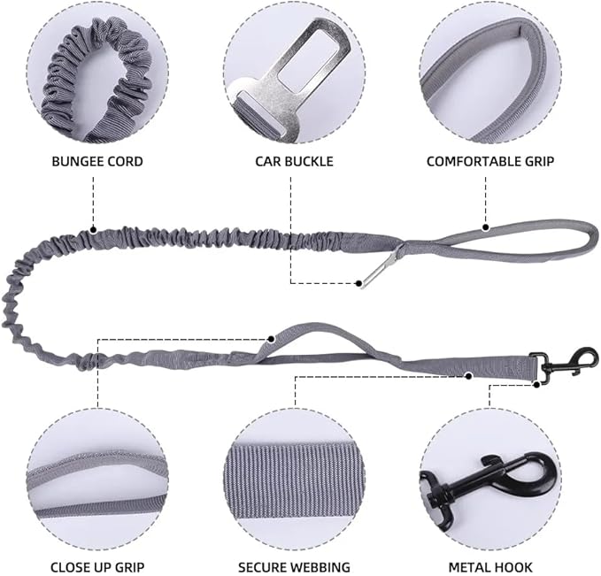 Tactical Dog Harness with Leash for Large Dogs, No Pull Adjustable Dog Harness, Reflective K9 Working Pet Vest for Walking, Training (Camouflage Grey, M)
