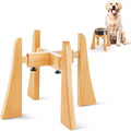 Elevated Dog Bowl Stand - Nature Beech Wood Stand 10-inch High Neck-Protecting Raised Stand for Medium & Large Sized Dog Adjustable Bowl Base Non Toxic Pet-Friendly Feeder Stand
