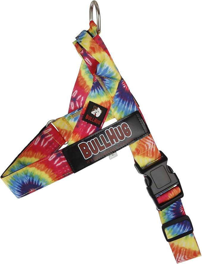 BULLHUG Adjustable Dog Harness– No Pull, No Choke – for English Bulldogs, French Bulldogs, Pugs & Broad-Chested Breeds – Easy, Safe Walks (TIE DYE, Medium)