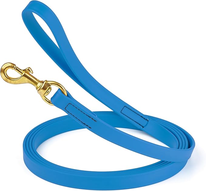 Viper Biothane K9 Working Dog Leash Waterproof Lead for Tracking Training Schutzhund Odor-Proof Long Line with Solid Brass Snap for Puppy Medium and Large Dogs, 10ft Cerulean Blue