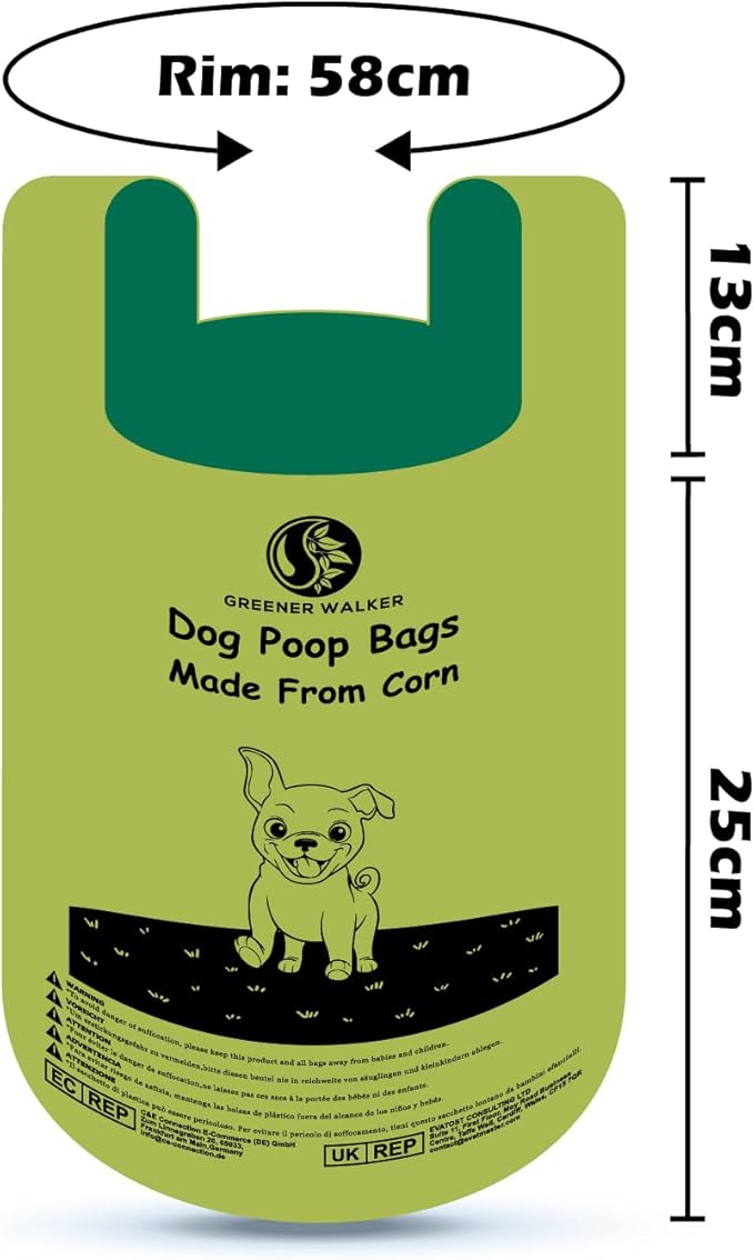 GREENER WALKER Tie Handles Poo Bags for Dog Waste, 600 Doggy Waste Bags Extra Thick Strong 100% Leak-Proof (Brown)