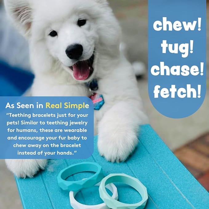 Puppy Teething Rings, Bracelet Food Grade Silicone Chew Toys for Small Dogs and Medium Dog, Puppy Nipping Solution Toys, Chew Toys for Puppies 0-6 Months - Sea Glass