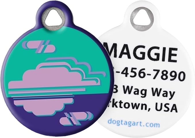 Dog Tag Art Purple Haze Lupine Pattern Personalized Pet ID Tag for Dogs and Cats, Silent Polymer Coated Stainless Steel Nametag with Customized Identificaion Information, Small .875" Diameter
