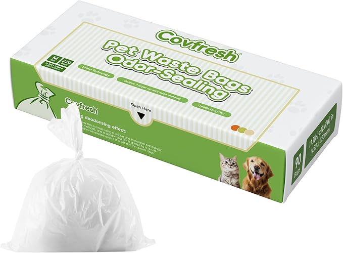 Odor Sealing Dog Poop Bags (220 Bags) Unscented & Durable Dog Waste Bags, Block Smells [Size:M, Color：White]