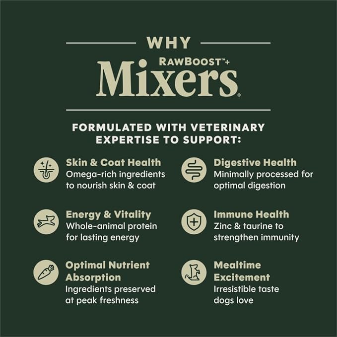 Instinct Raw Boost Mixers Freeze Dried Dog Food Toppers For Dry Food, Grain Free with Chicken For Dogs - Gut Health, 23 Ounce