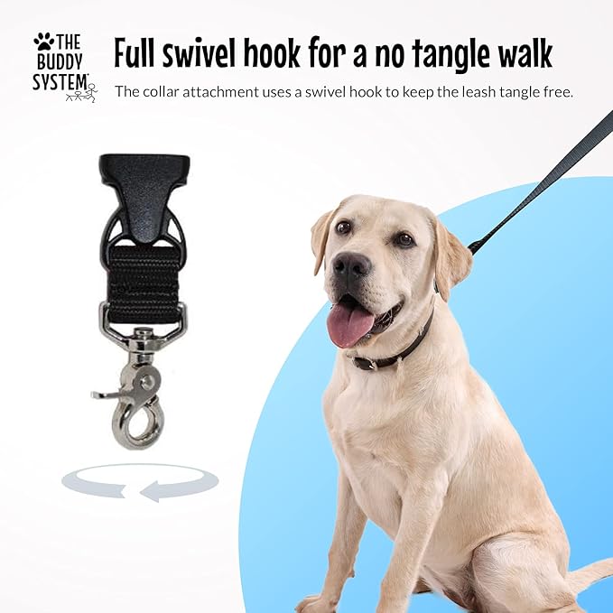 The Buddy System Adjustable Hands Free Dog Leash, Hand-Free Leash for Running, Jogging, Walking, Hiking and Training Service Dogs, Versatile All Dog Sizes - Made in USA - X-Large, Black