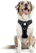 Padded Dog Harness with Handle, No Pull Reflective Oxford Vest, Adjustable Soft Chest Strap with Double Leash Rings for Large Breed Dogs (L, Black)