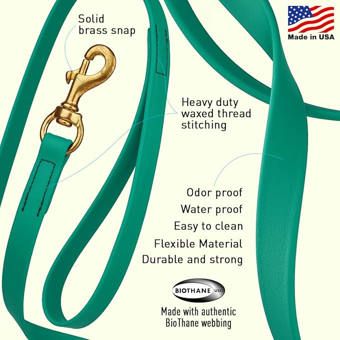 Viper K9 Biothane Working Dog Leash Waterproof Lead for Tracking Training Schutzhund Dog Sport and Search - Odor-Proof Long Line with Solid Brass Snap for Puppy Medium and Large - Water Friendly