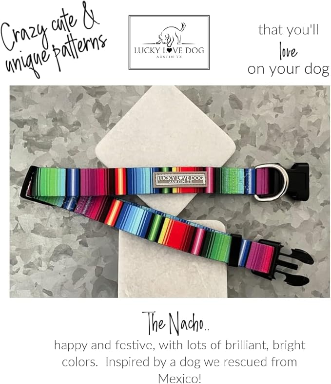 Lucky Love Dog - Adjustable Dog Collar with Easy Click Buckle for Small Dogs, Durable, & Comfortable for Male & Female Dogs, Pet Collar for Puppies & Adult Ones - Nacho, XS