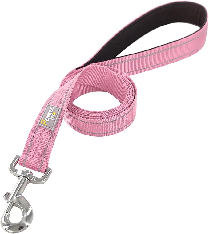 Dog Leash 6 FT Padded Handle Nylon Reflective Dogs Leashes for Large Dogs Pink