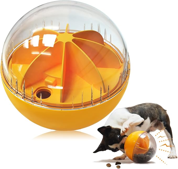 Interactive Dog Toy for Aggressive Chewers, Dog Treat Toys Interactive Large Dogs for Mental Stimulation, Treat Dispenser for Medium to Large Dogs (Orange)