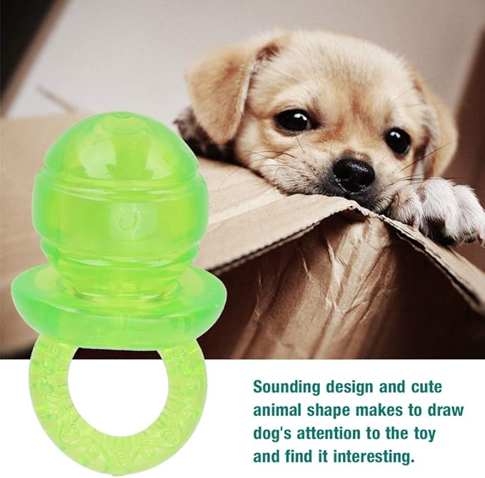 Pet Dog Chew Toy, 5PCS / Set Pacifier Shaped Pet Dogs Teether Teething Sounding Interactive Chew Toy Teeth Cleaning Interactive Training Play Toy for Pet Puppy Dog Supplies (Green)