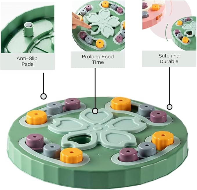 Dog Interactive Puzzle Slow Feeder Toy – Fun & Engaging Food Dispenser for Mental Stimulation, Slow Eating, and Boredom Relief – Durable, Non-Slip, for Small & Large Dogs (Green)