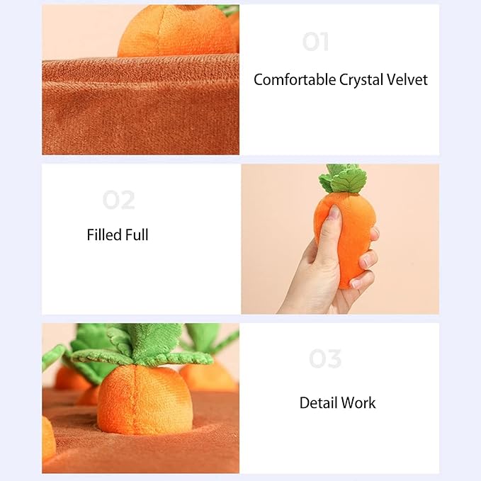 Carrot Dog Toy, Snuffle Mat for Dogs Toy Carrot, Interactive Carrot Dog Puzzle, 2 in 1 Non-Slip Nosework Feed Games, Dog Carrot Toy Pet Stress Relief with 12 Carrots