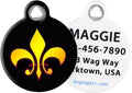 Dog Tag Art Fleur De Lis Custom Pet ID Tag for Dogs and Cats, Silent Polymer Coated Stainless Steel Dog Tag with Customized Identification Information - Small .875" Diameter