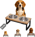 Elevated Dog Bowls, 4.5" Mango Raised Dog Bowl Iron Frame for Small-Med Dogs & Cats with 2 Pcs 32 oz Stainless Steel Pet Dishes, Food & Water 4Cup/0.95L Capacity Nonslip Feeding Station
