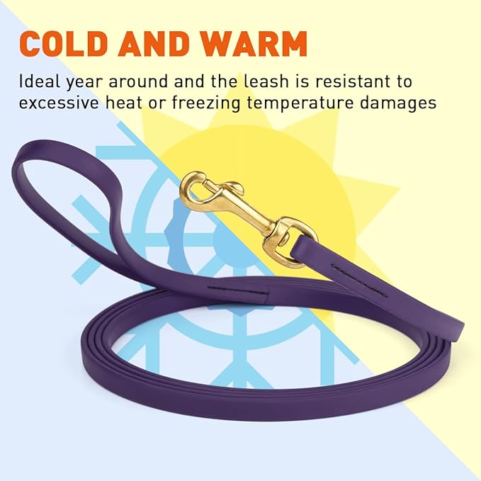 Viper K9 Biothane Working Dog Leash Waterproof Lead for Tracking Training Schutzhund Dog Sport & Search - Odor-Proof Long Line with Solid Brass Snap for Puppy Medium and Large 1/2" x 20ft VioletPurple