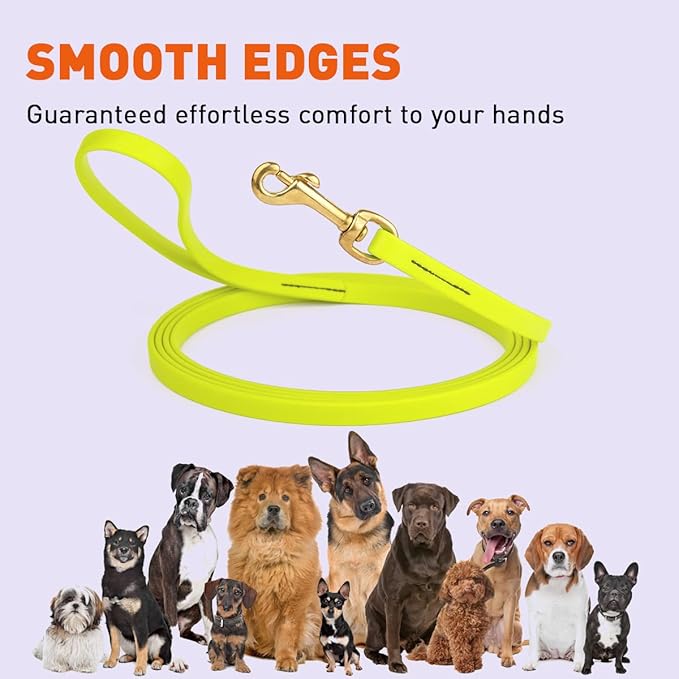 Viper K9 Biothane Working Dog Leash Waterproof Lead for Tracking Training Schutzhund Dog Sport & Search - Odor-Proof Long Line with Solid Brass Snap for Puppy Medium and Large 1/2" x 10ft SafetyYellow