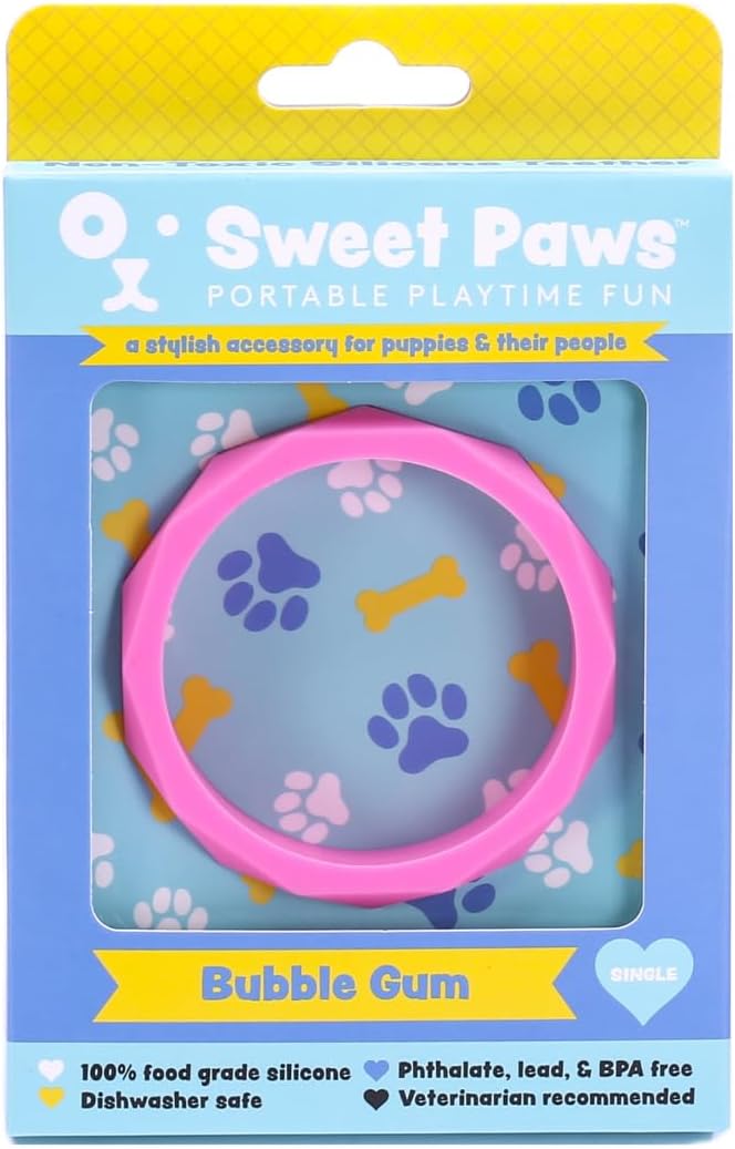Puppy Teething Rings, Bracelet Food Grade Silicone Chew Toys for Small Dogs and Medium Dog, Puppy Nipping Solution Toys, Chew Toys for Puppies 0-6 Months - Bubble Gum