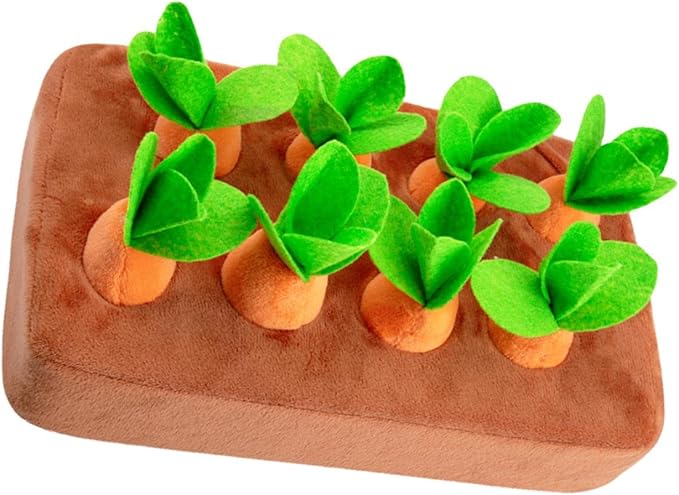 Garden Carrot Plush Toy Vegetable Fruit Pet Interactive Puzzle Foraging Training Educational Toy Increase Dog Enrichment Toys, 8 Carrots, Multiple Sizes