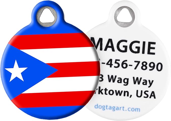Puerto Rican Flag Pet ID Tag for Dogs and Cats - Dog Tag Art - SMALL SIZE