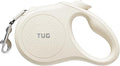 TUG Quest Retractable Dog Leash | 360° Tangle-Free Retraction | 16 ft Strong Nylon Tape (Large, Cream)