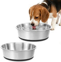 Stainless Steel Dog Bowls Set of 2, Extra Thick Metal Bowls, with Non-Slip Rubber Base Dog Bowl, BPA Free, Holds 4 Cups(32 fl oz), for Small Dogs, Black