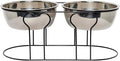 YML 7-Inch Wrought Iron Stand with Double Stainless Steel Feeder Bowls,Black