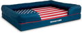 The Dog’s Bed Replacement Outer Cover, Oxford Fabric, Blue with Red Trim & USA Center Flag, XL