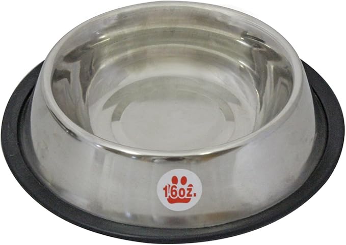 Loving Pets Stainless Steel Non-Tip Dog Bowl – Heavy Duty No Spill Dog Bowl with Removable Rubber Base – Durable, Non-Skid Stainless Steel Dog Food Bowl & Dog Water
