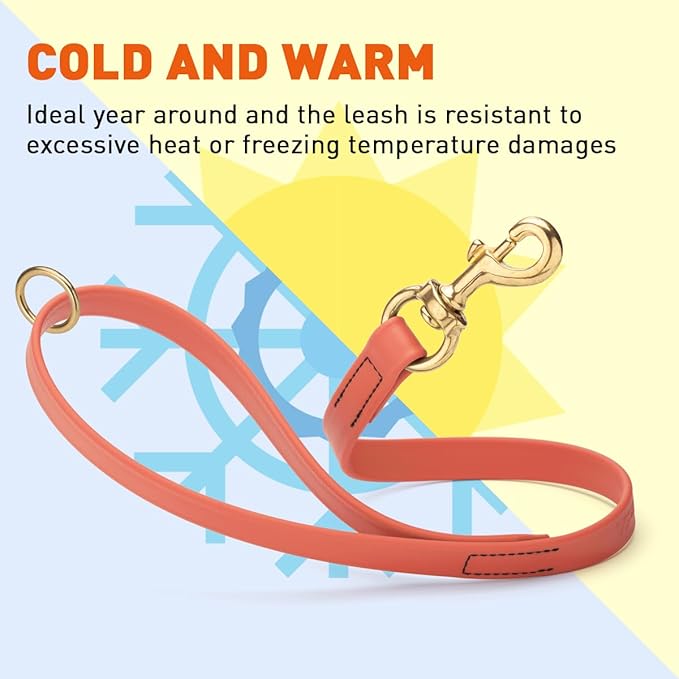 Viper Biothane K9 Working Dog Leash Waterproof Lead for Tracking Training Schutzhund Odor-Proof Long Line with Solid Brass Snap for Puppy Medium and Large Dogs 20in, Coral