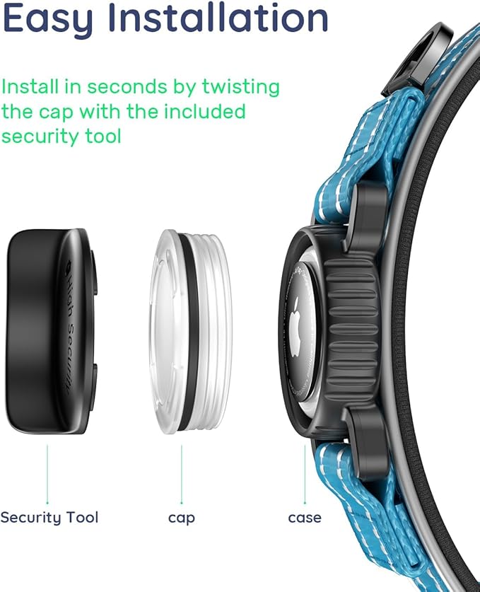 Upgrade Airtag Dog Collar,with IPX8 Waterproof AirTag Holder | Reflective Ultra-Durable | Soft Padded | Lock Buckle | Heavy Duty | Fit Small Medium Large Dogs（Blue1，XL(19"～27")）