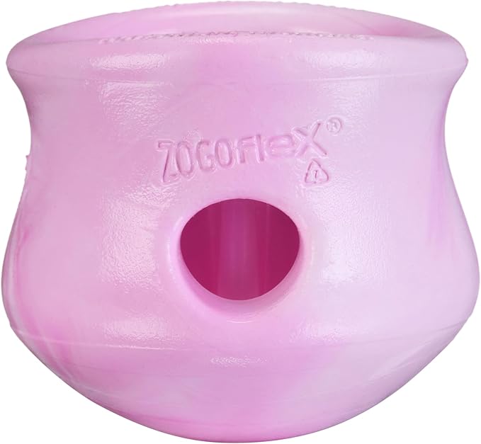 WEST PAW Zogoflex Toppl Interactive Treat Dispensing Puzzle Dog Toy for Mental Stimulation & Enrichment-Holds Kibble & Treats-Lickable, Freezable & Dishwasher Safe-Made in USA-Large-Candy Swirl