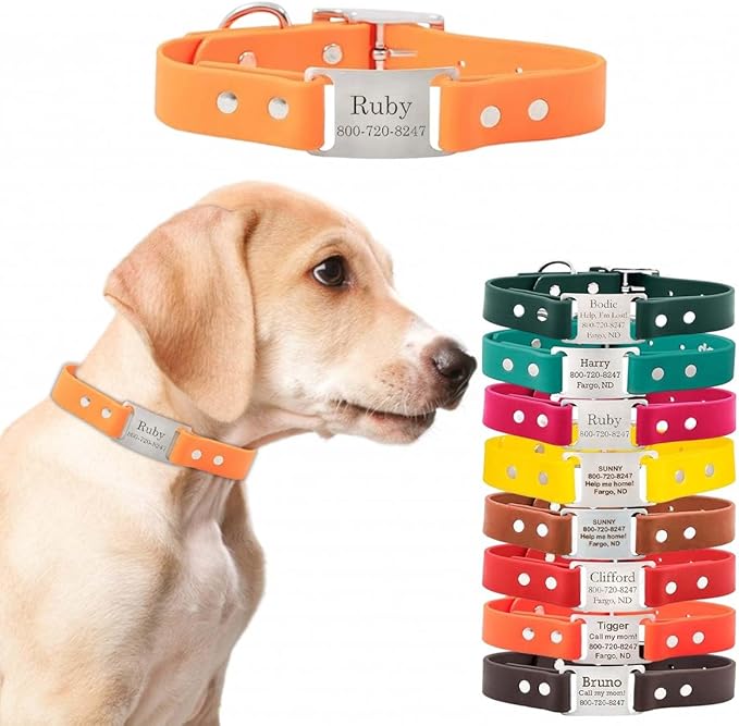 dogIDs Personalized Dog Collar – ScruffTag Custom Waterproof Biothane Dog Collar with Laser-Engraved Name, Durable & Odor-Resistant – USA Made | Creamsicle, 5/8 in x 8 in (Fits Neck Sizes 7-9 in)