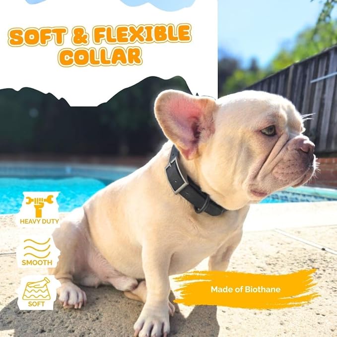 Waterproof Dog Collar, Soft Comfortable Pet Collars, Adjustable Odor Proof Heavy Duty Dog Collars Easy to Clean for Large, Medium Small Dogs by Bee N Buu (Black, Large (length15.5-19.5", Width 1"))