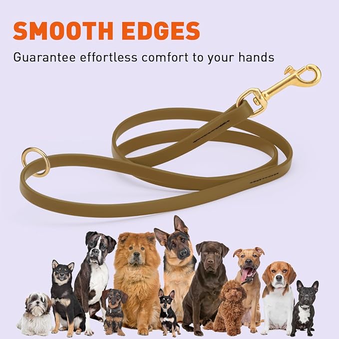 Viper Biothane K9 Working Dog Leash Waterproof Lead for Tracking Training Schutzhund Odor-Proof Long Line with Solid Brass Snap for Puppy Medium and Large Dogs 4ft, Coyote Brown
