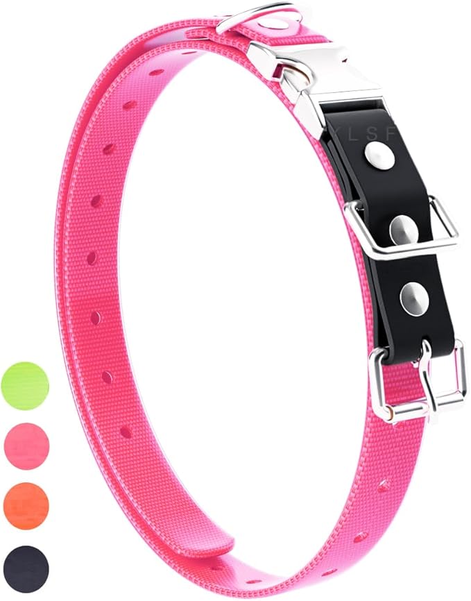 Quick Snap Bungee Dog Collar Strap with D Ring for Most of Electronic Training Shock Collar Receivers-Adjustable Durable Waterproof Odorless 3/4 Inch TPU Collar Replacement for Barking Fence