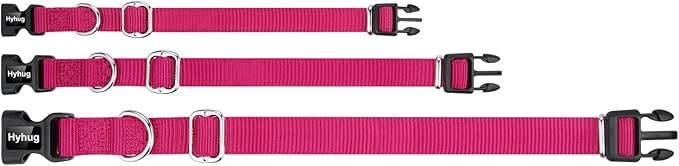 Hyhug Dog Collar for Large Dogs, Heavy Duty | Quick Release Nylon Buckle Collar, Adjustable & Durable Pet Supplies for Boy & Girl Dogs (Large, Rose Red)