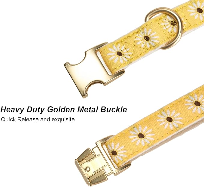 Woven Dog Collar with Metal Buckle Adjustable Jacquard Retro Dog Collars for Small Medium Large Dogs(Daisy,M)
