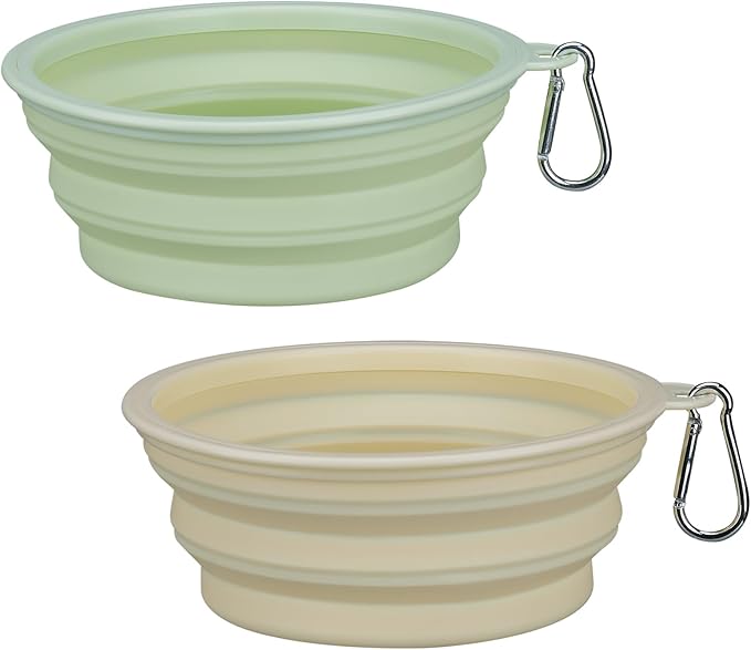 2-Pack,LeeRound Large Breed Collapsible Dog Bowls Meet Needs in Different Scenarios, Food-Grade Silicone Bowls, Portable Dog Travel Bowls with Hook, Indoors &Outdoors Feeding Kits,Pet Essentials