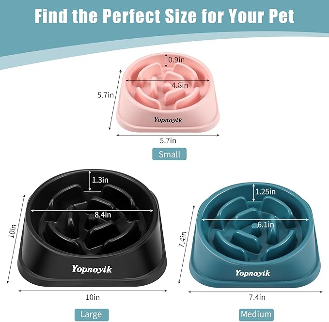 Slow Feeder Dog Bowls for Healthy Eating, Non-Slip and Anti-Choking Design, Reduces Bloating & Overeating for Medium Dogs and Cats, Easy to Clean