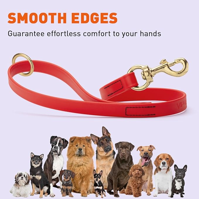 Viper Biothane K9 Working Dog Leash Waterproof Lead for Tracking Training Schutzhund Odor-Proof Long Line with Solid Brass Snap for Puppy Medium and Large Dogs 20in, Cherry Red